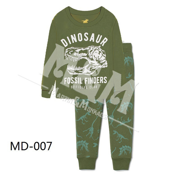 Wholesale Boys Green Dinosaur Pajamas Sets 2019 Kids Cartoon Pajamas Children Spring Pyjamas Sets For 2-7Y MD007