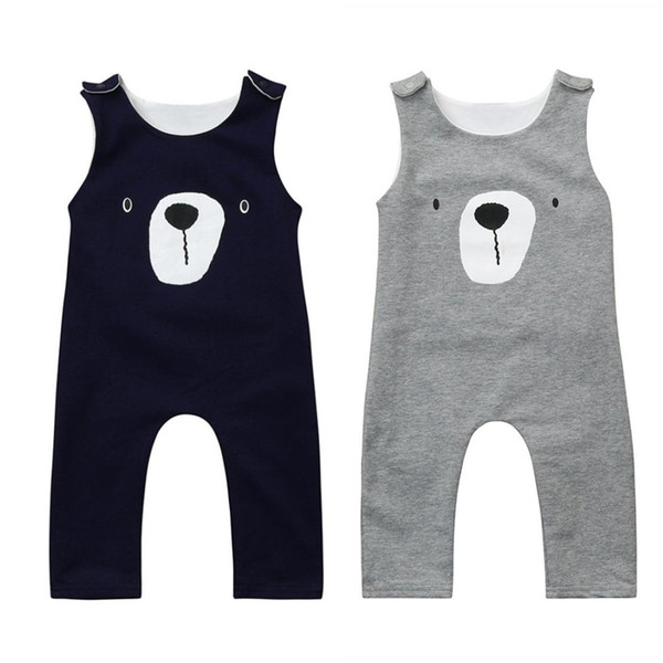 2019 summer new baby jumpsuit sleeveless cotton jumpsuit romper cute bear head print 0-4 years old