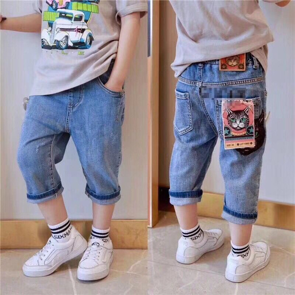 2018New Style boys Jeans Elastic Waist Straight pants fox pocket feet children kids pants jeans