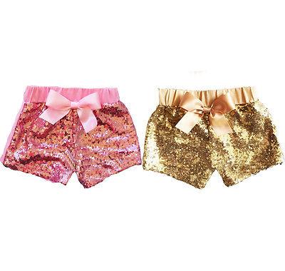 Toddler Baby Girls Clothes Bowknot Sparkle Party Shorts Sequin Cute Summer Shorts Girl 1-3Y