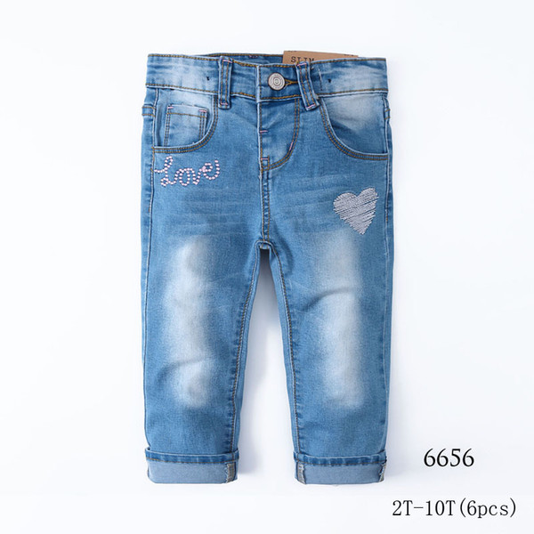 New girl's spring embroidery jeans for autumn and winter(6pcs/lot)