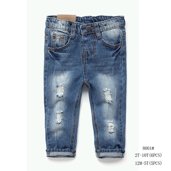 New kids wear ripped jeans at the knees(5pcs/lot)