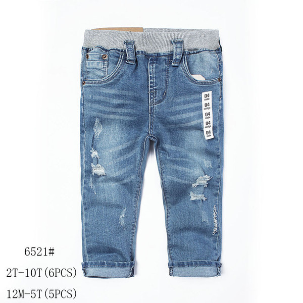 New denim jeans stretch embroidered denim trousers for kids(6pcs/lot)