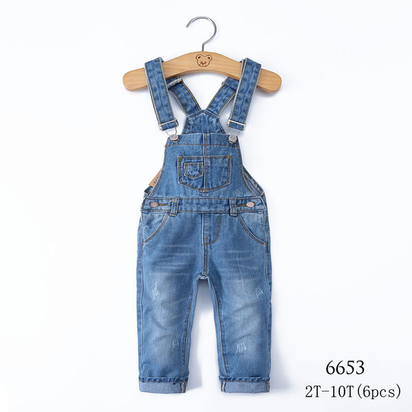 New baby boys and girls jeans simple western style jeans strap trousers(6pcs/lot)