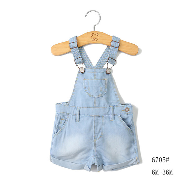 New summer thin baby baby open - cut jean and suspender shorts(5pcs/lot)