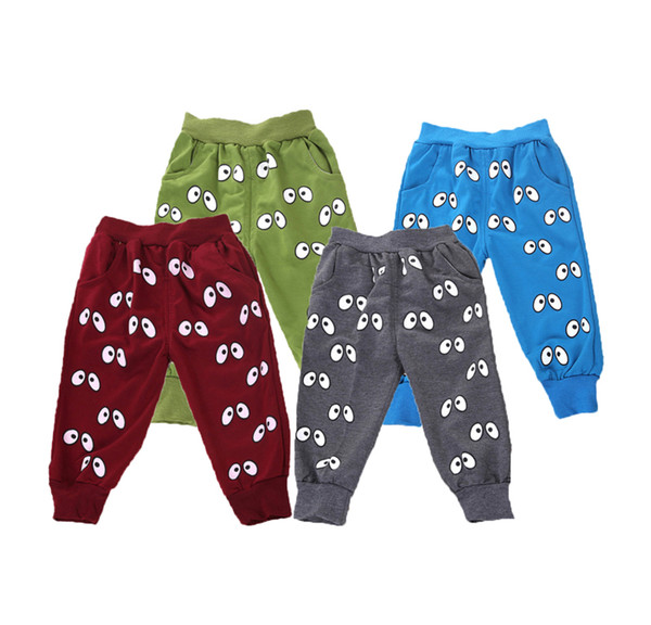 2016 brand boy pants sport cute eyes pattern baby boy trousers spring autumn cartoon toddler boys sports pants for baby clothes christmas