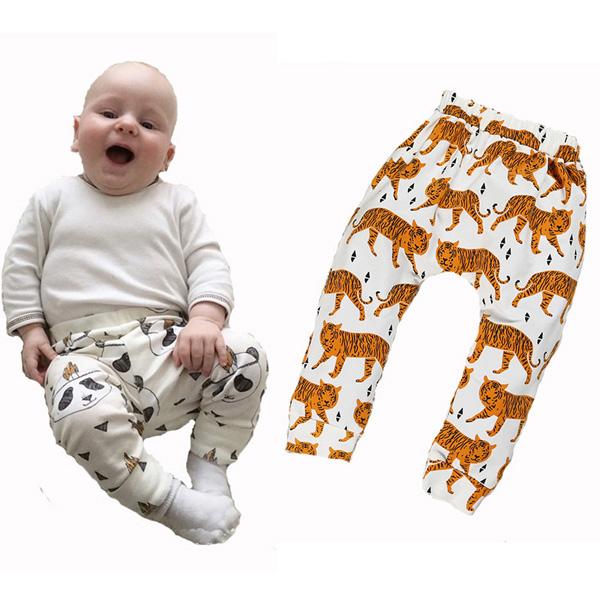 4pcs Baby Boy Harem Pants Cartoon Tiger Panda Fox Printed Kids Trousers Children Clothing 2016 New Brand INS High Quality Baby Girl Clothes