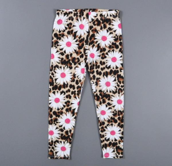 Retail baby girls leopard flowers leggings 2015 fashion sunflower kids girl trousers children elasticity pants toddler clothing 201509HX