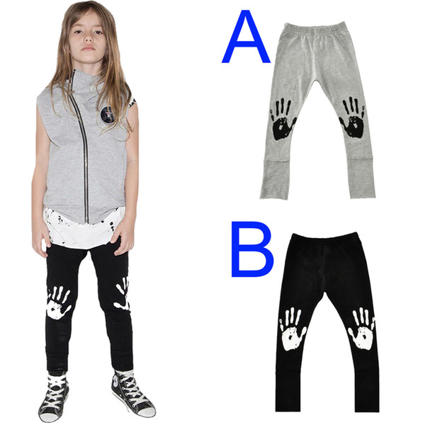 Kids Pants Leggings 2017 New Fashion Hand Printed Boy Girl Casual Pants Spring Summer Cute Handprint Toddler Baby Trousers Children Clothes