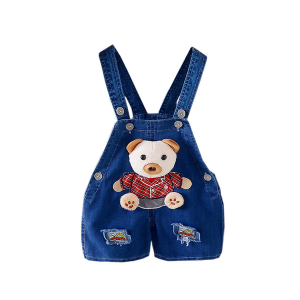 good quality baby boy summer pants Kids shorts denim overalls jeans Cartoon kids denim overall newborn bebe short jumpsuits toddler