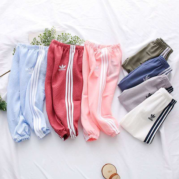 Kids Designer Trousers 2019 New Fashion Solid Color Sweatpants Casual Print Trousers Cute Striped Sportwear Girls Boys Multicolor Optional