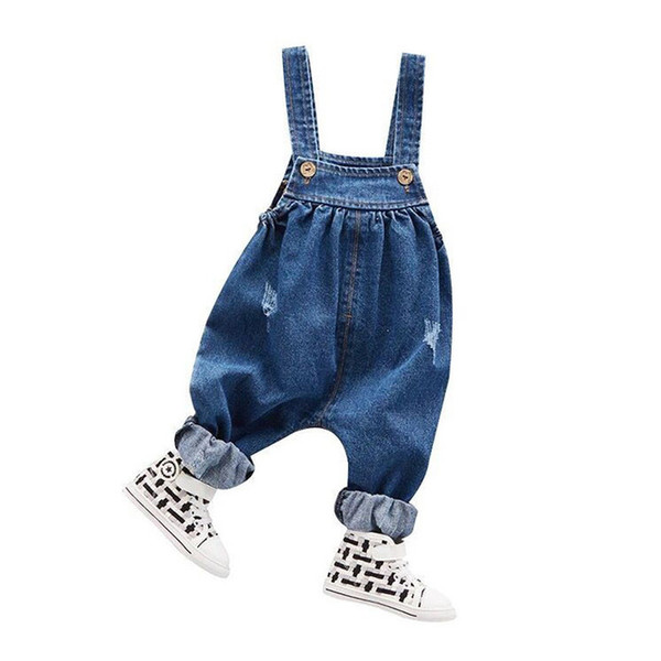 Aummer Children Clothes Boys Girls Denim Overall Pants Casual Cotton Overalls Jeans Baby Boy Pants Blue Long Kids Trousers Wholesale