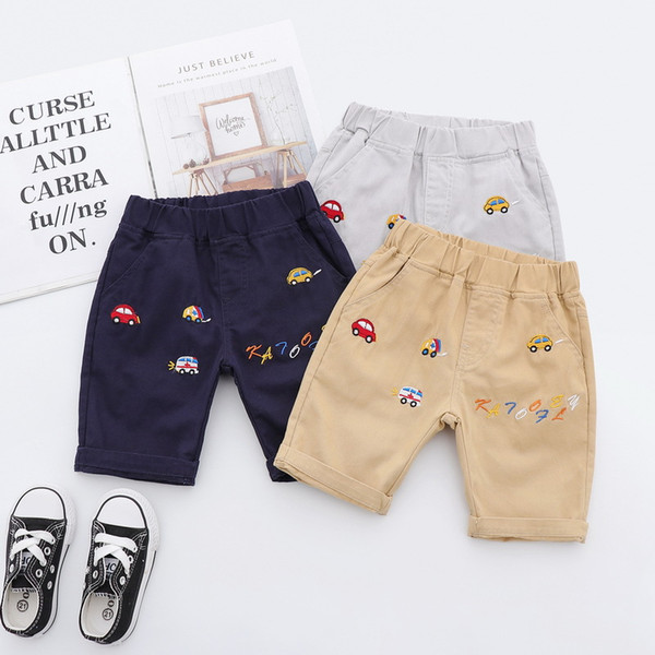 New arrivals children boys shorts cotton embroidery cartoon car fashion casual summer shorts khaki short pants kids designer clothes boys