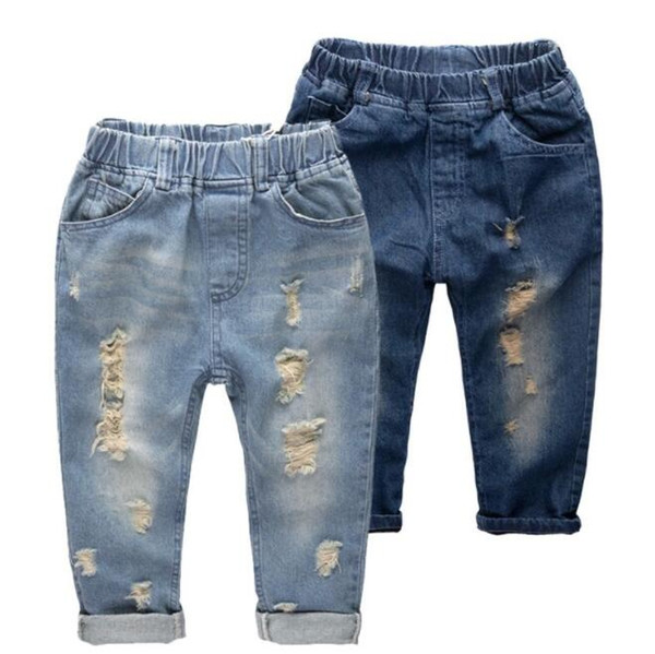 INS Ripped denim jeans pants shorts Fashion denim children clothing kids designer clothes boys jeans for kids brand slim casual pants BY1141