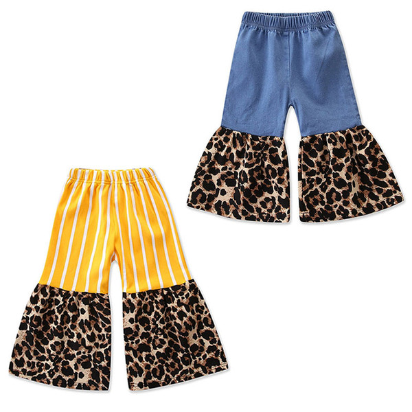 Kids Leopard stripe pants 2019 Spring Autumn Fashion children Flare pants baby girls INS Trousers 2 colors C6445