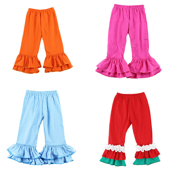 Girls Solid Ruffle Pants 17 Color Toddler Baby Trousers Kids Designer Clothes Girls Autumn Cotton Splice Pants Teen Casual Custom Outfits 06