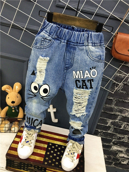 Baby Boys Girls child Jeans Spring Winter Children Broken Hole Pants Trousers Fashion 2-7Yrs Kids Trousers Children Clothing ZJ04