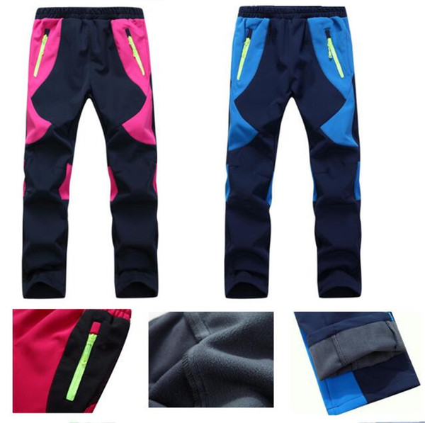 Kids Fleece Ski Pants Camping Hiking Climbing Combat Trousers Boys Girls Outdoor Windproof Waterproof Keep Warm Pants Bogners Children New