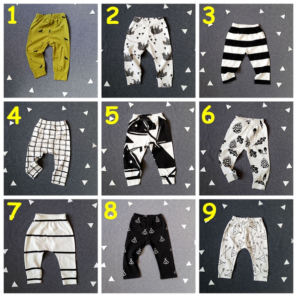 New Baby INS Leggings boys girls cotton spring autumn trousers patchwork pattern long Pants kids 9styles for choose cotton pants