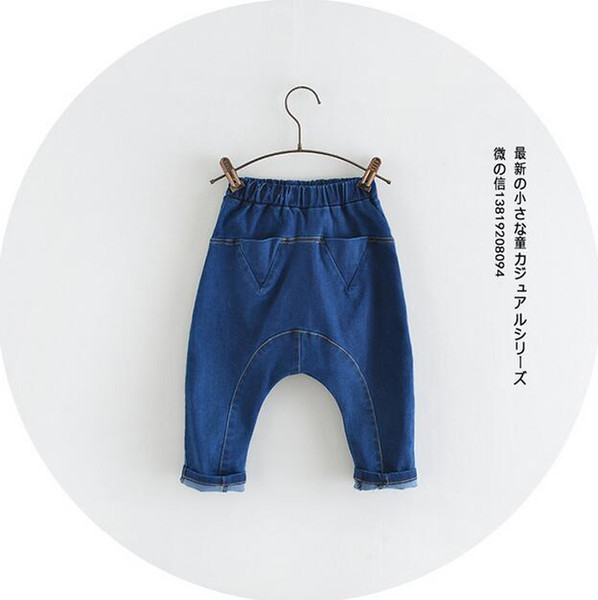 New Style 2020 spring baby Girl boy Jeans denim cotton Triangle pocket leisure loose harem pants