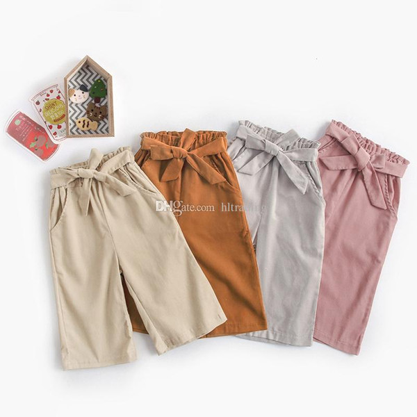 Children girls Solid color Casual trousers 2019 spring autumn corduroy baby pants fashion Boutique Wide Leg Pants kids clothing C6223