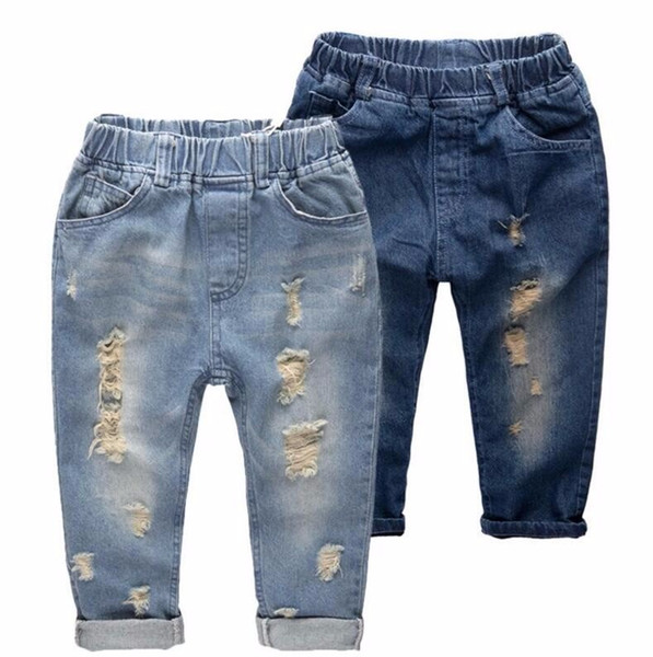 INS kids Ripped denim jeans pants shorts Fashion denim children clothing baby boys girls jeans for children brand slim casual pants