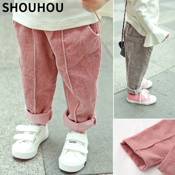 SHOUHOU 2018 Children Corduroy Trousers Boys Girls Long Cotton Trousers Spring Autumn Casual Pants Girls Kids Clothing