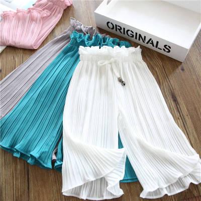 girls chiffon summer casual pantsGirls wide leg pants summer clothes nine points mosquito pants little kids clothing summer casual trousers