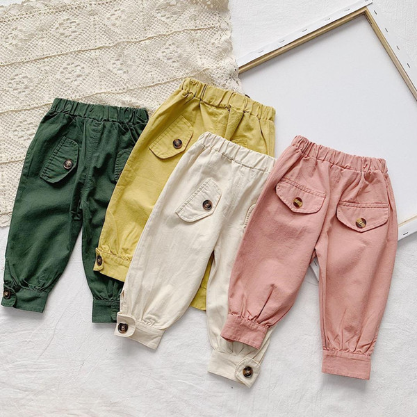 Baby Boys and Girls Casual Pants Kids Solid Candy Color Trousers Children's Harem Pants for Boys 2019 Autumn New Girl 2-6Y