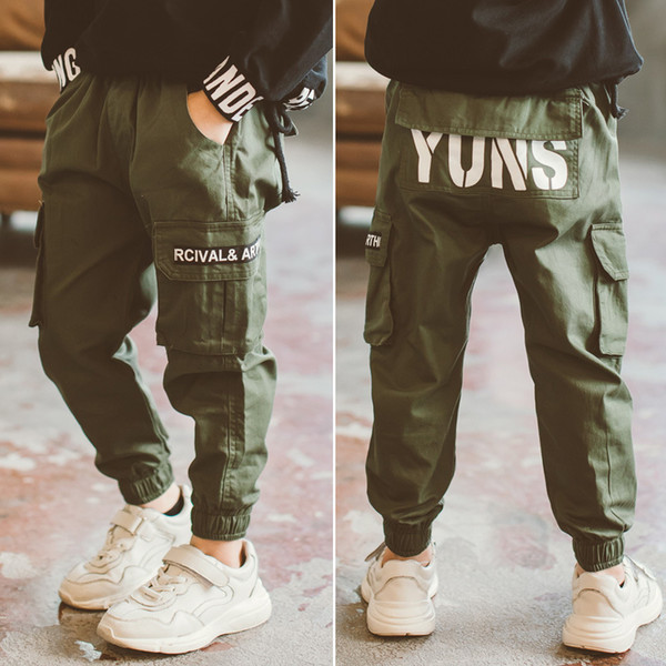 Kids Boys Pants 2019 Autumn Children Boys Trousers Fashion cotton Camouflage Overalls Pants Patch Pocket Teen Cargo Pants 4-16Y T200103