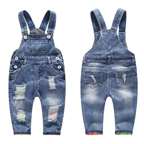 3-8T kid denim trousers Korean children overalls bib pants jeans for boys kids boy clothesMX190916