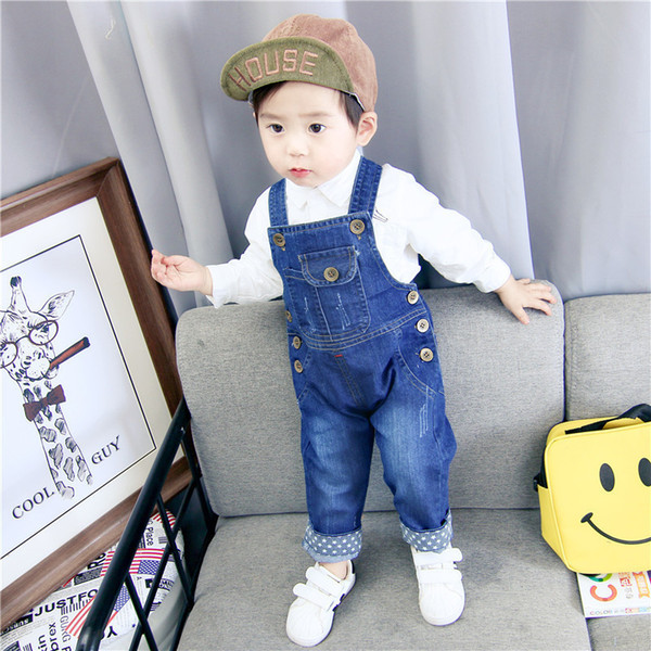 Children's Denim Overalls Baby Jeans Pants Baby Boys Girls Trousers Infant Clothing Toddler Babies Pants Little Kids 1-3 Years Y190527