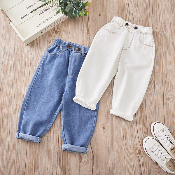 Girls Jeans for Kids spring autumn Trousers Children Jeans Kids Fashion Denim Pants Baby Boys Jean Infant Clothing toddler white T191016