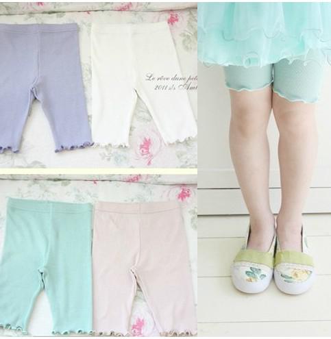 New Children girl cool color breathable cotton five short pants Leggings trousers 4 color kz37