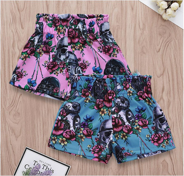 Baby Robot Helmet Floral Print Short Pants Boy Girl Summer Short Pant Kids Clothes One Piece ZHT 209