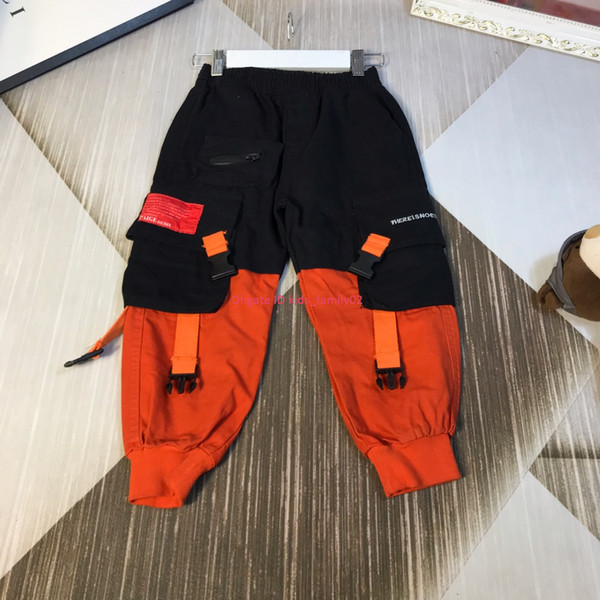 Boy trousers kids designer clothes autumn casual tooling design pants color matching design fashion new casual pants news