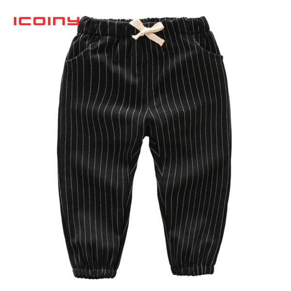 Boys Feet Pants Trousers 2019 Icoiny Brand Children Casual Striped Joggers Sweatpants for Boy 2 3 4 5 6 7 T Toddler Tightpants