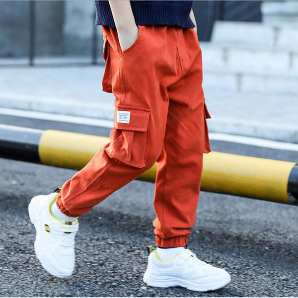 Big Boy Child Cargo Pants Casual Sports Pants Spring And Autumn Children's For Teeage Pockets Trousers 4 7 9 11 Old Years