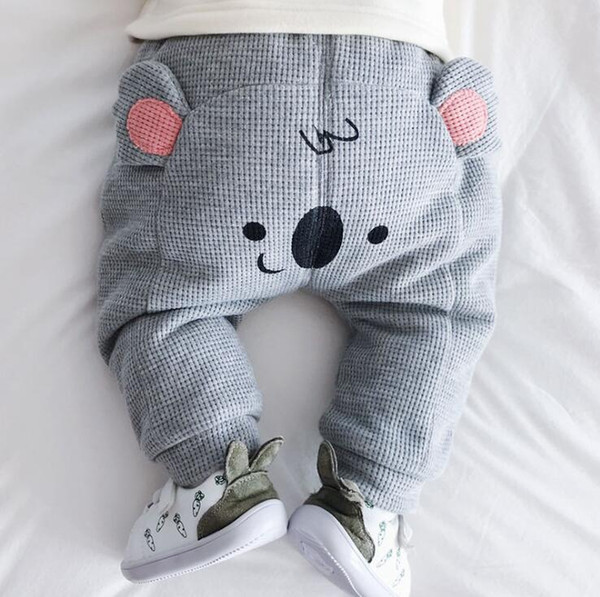 Children's cartoon koala big PP pants Baby warm pants with plush in winter Can open long pants baby clothes