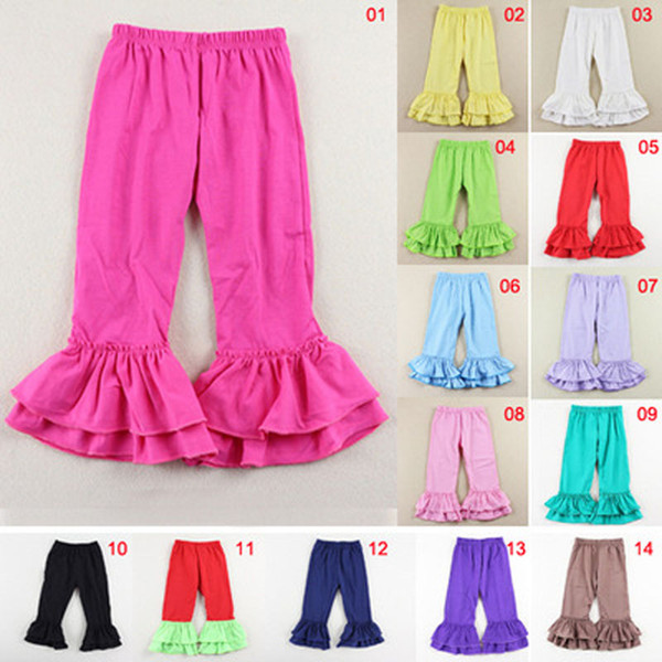 14 Colors Ruffle Pants baby kids Leggings ruffled pant girls solid ruffled cotton leggings christmas pants winter girl 1-7 years