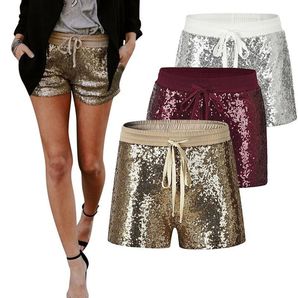 New sequins shorts summer girls satin short pants boutique shorts golden silver color trouser 4 p/l