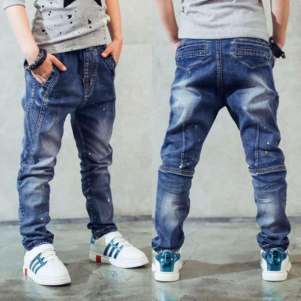 Boy's jeans, Children's clothing boys jeans spring and autumn splash-ink children pants 3 4 5 6 7 8 9 10 11 12 13 14 years old