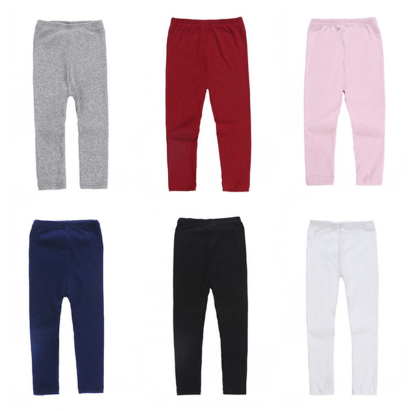Kids Pants Girls Leggings Tights Candy Colors Mid Waist Long Trousers Skinny Pants Children 6 Colors 90cm-130cm Kids Clothing Q427