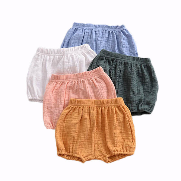 Newborn Baby Bread Pants Kids Girl Boy Short Pants Children Knickers Solid Cotton Linen Elastic Waist 6