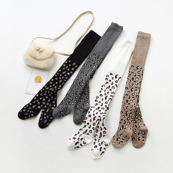 Fashion kids pantyhose girls leopard grain knitted leggings children princess tights 2019 spring new children cotton bottom F4426