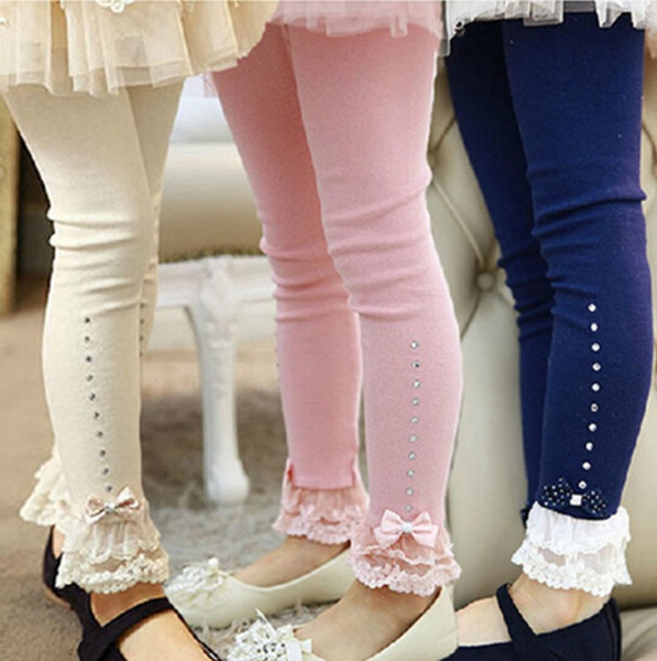 Spring flower girl pants baby girl leggings kids cotton fashion leggings children autumn pant babg girls cute bow pants