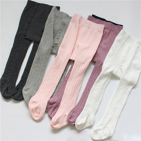 Kids Girls Leggings Stockings 6 Colors Girls Thicken Double Needles High Waist Warm Pure Cotton Bottom Socks Pants 04