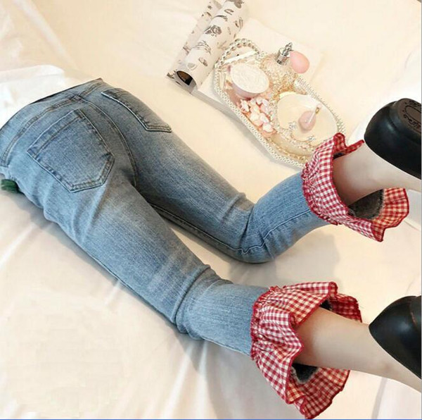 Girl Kids Clothes Dnim Pants Spring Fall Girls Solid Color Girl Skinny Flare Trousers all-match 100% cotton Elegant Girl pant