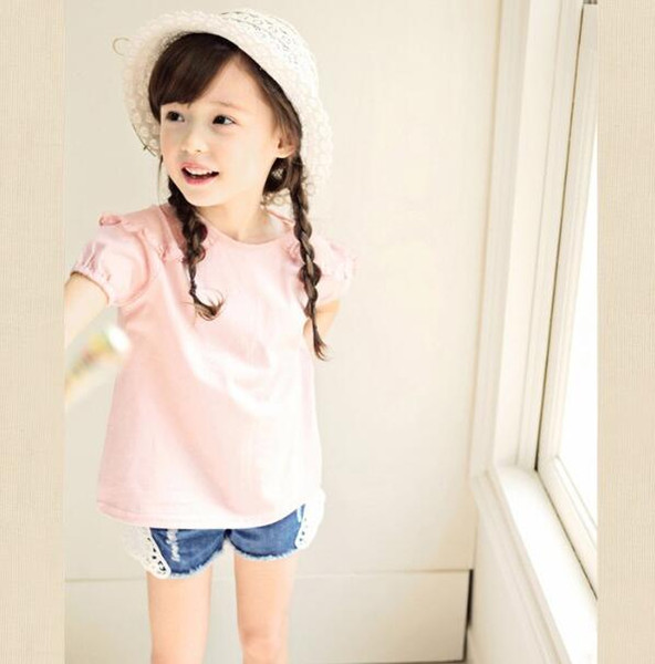 ins hot sale new design baby girl summer denim short kids boutique lace ruffle denim boutique shorts