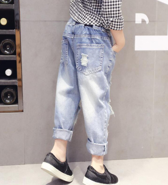 ins hot sale new design baby girl summer denim pants coll little girl princess boutique bottoms children pant